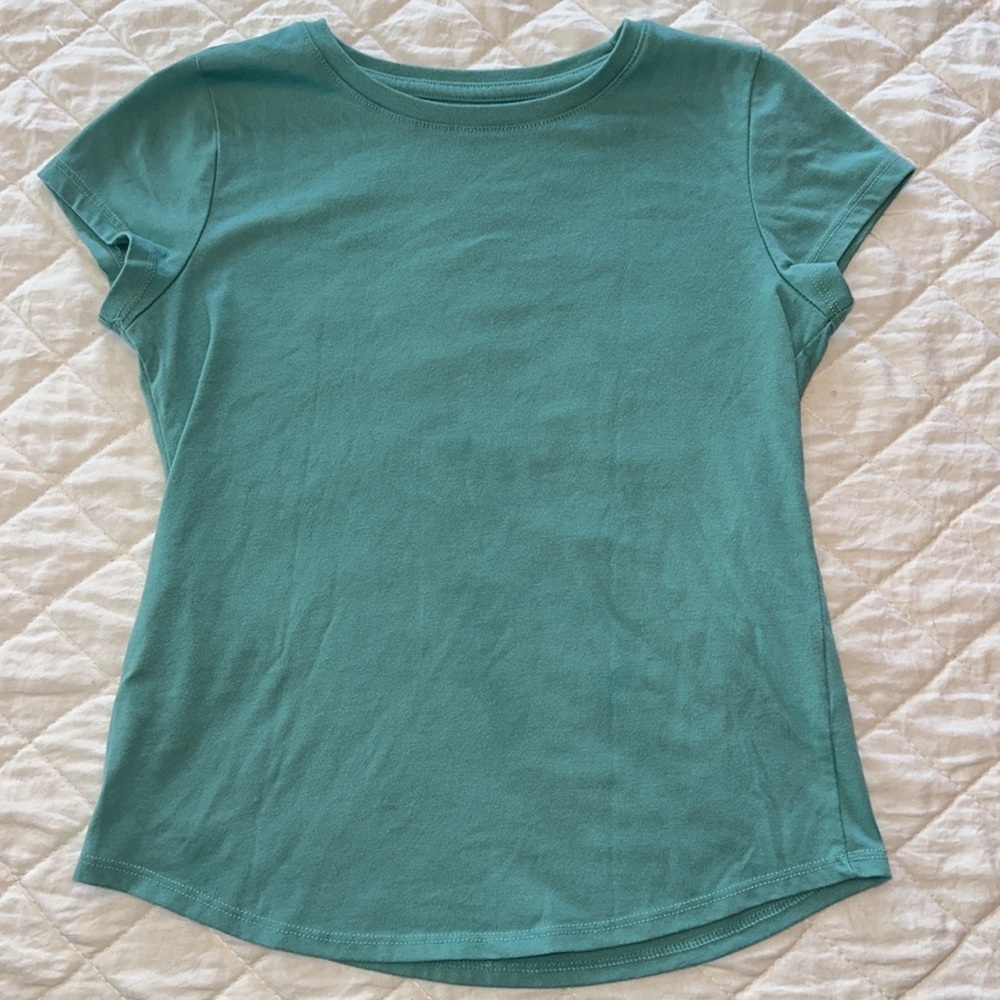 WONDER NATION Teal Green Short Sleeve Shirt Girls Size M (7-8)